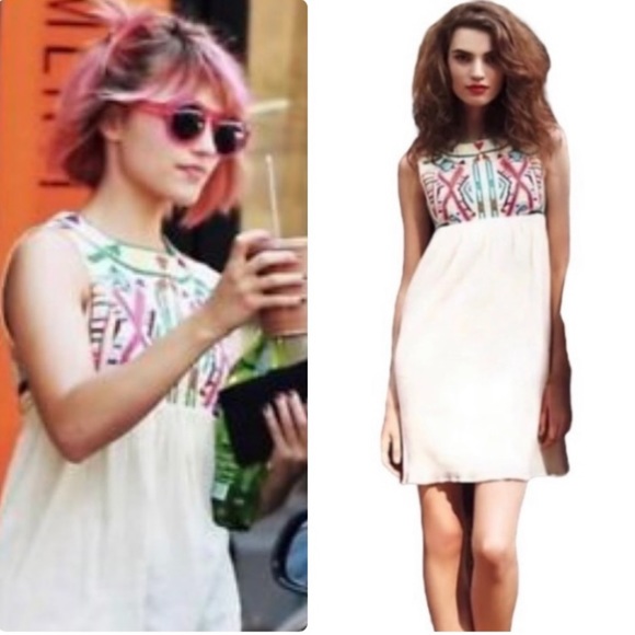 ANTHROPOLOGIE BY GRYPHON  EMBROIDERED DRESS SIZE MEDIUM - Picture 3 of 14